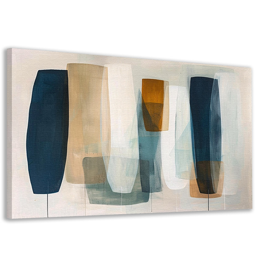 Moderne abstracte kunst in aardetinten en blauw canvas