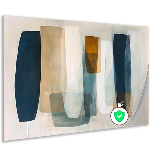 Moderne abstracte kunst in aardetinten en blauw poster