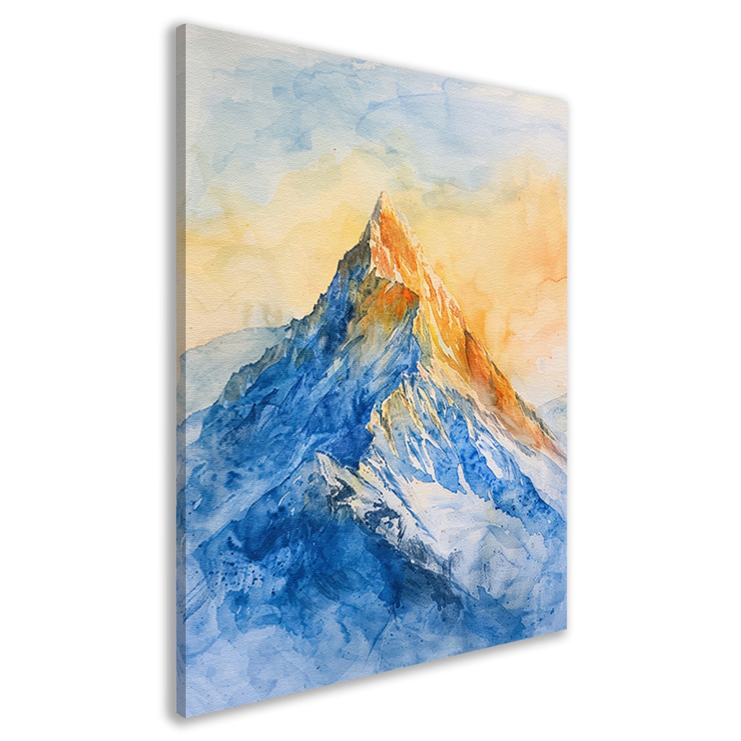 Kleurrijke aquarel van majestueuze bergtop canvas