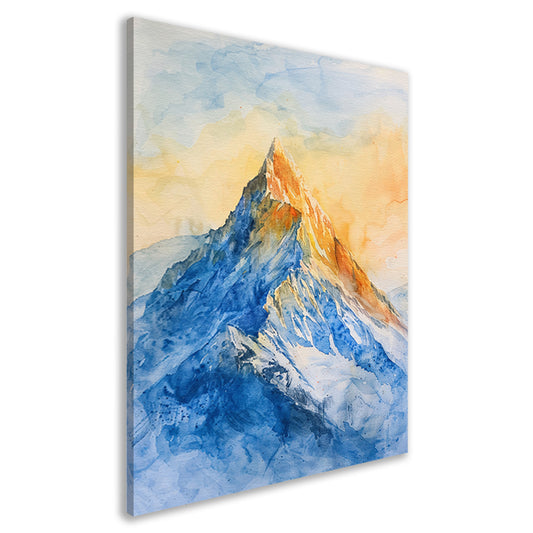 Kleurrijke aquarel van majestueuze bergtop canvas