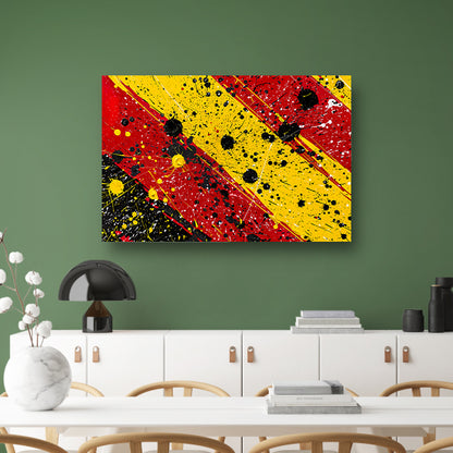 Abstracte dynamische kunst met kleurrijke spetters canvas met baklijst