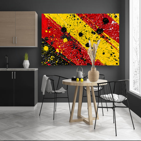 Abstracte dynamische kunst met kleurrijke spetters canvas met baklijst