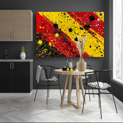Abstracte dynamische kunst met kleurrijke spetters canvas met baklijst