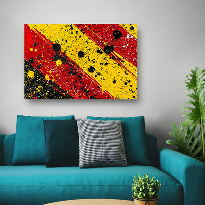 Abstracte dynamische kunst met kleurrijke spetters acrylglas