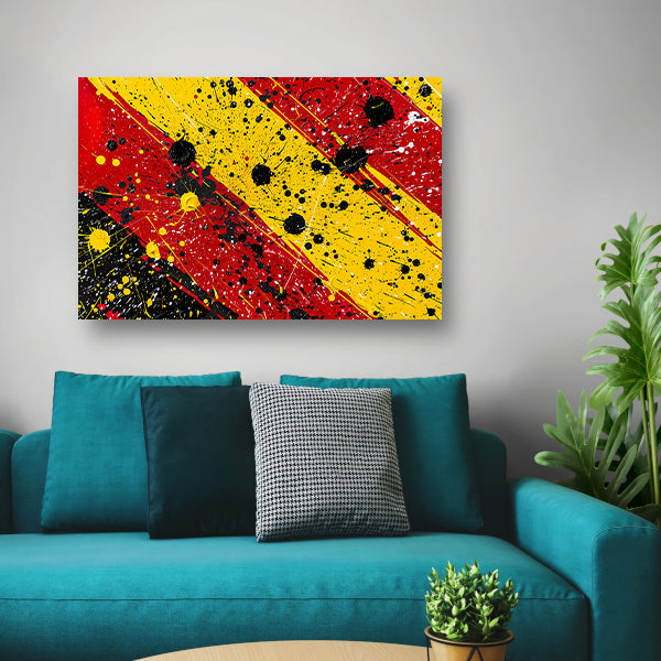 Abstracte dynamische kunst met kleurrijke spetters canvas met baklijst