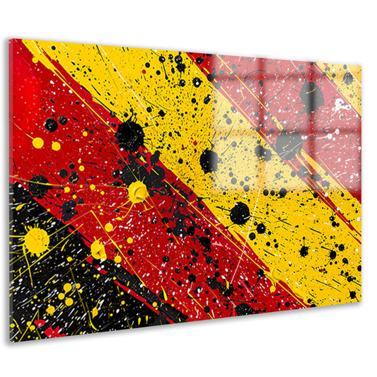 Abstracte dynamische kunst met kleurrijke spetters acrylglas