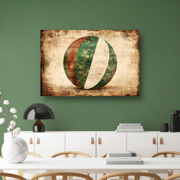 Groen op wit: Abstracte compositie canvas met baklijst