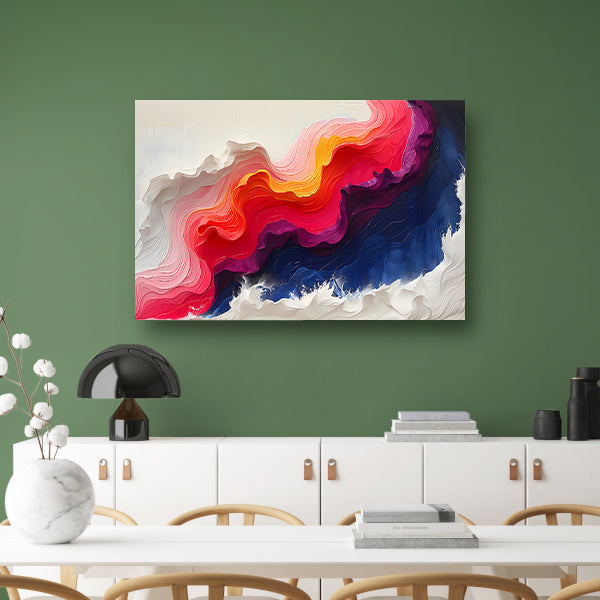 Abstracte kleurrijke golfvormen in kunst canvas