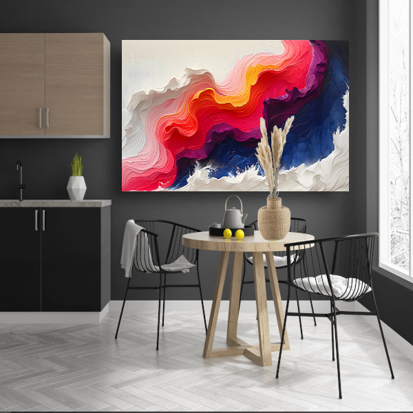 Abstracte kleurrijke golfvormen in kunst canvas