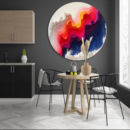 Abstracte kleurrijke golfvormen in kunst forex muurcirkel