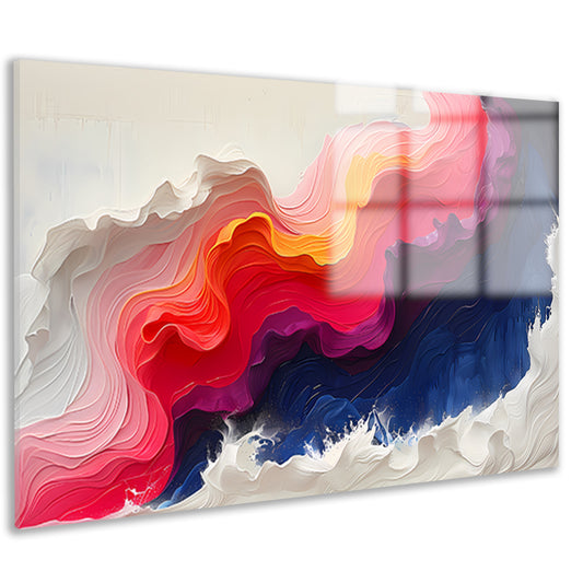 Abstracte kleurrijke golfvormen in kunst acrylglas