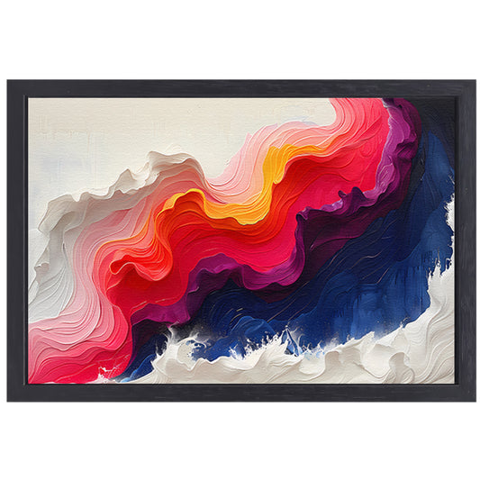 Abstracte kleurrijke golfvormen in kunst canvas met baklijst