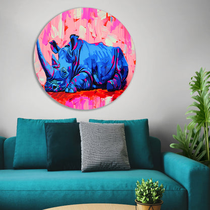 Abstract en kleurrijk schilderij van neushoorn forex muurcirkel