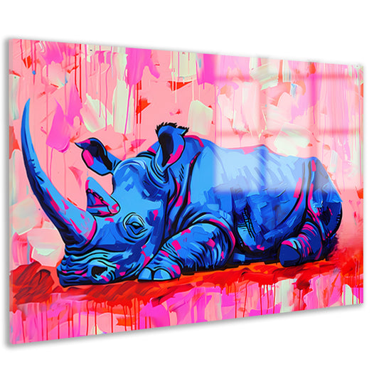 Abstract en kleurrijk schilderij van neushoorn acrylglas