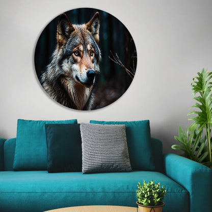 Indrukwekkende wolf in donker bos forex muurcirkel