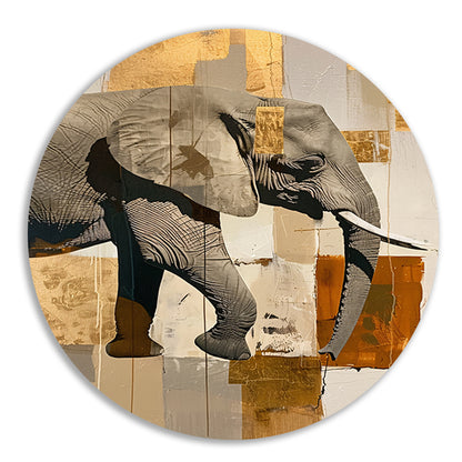 Moderne abstracte olifant in sepia tonen aluminium muurcirkel