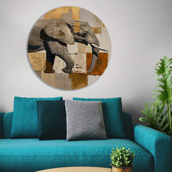 Moderne abstracte olifant in sepia tonen forex muurcirkel
