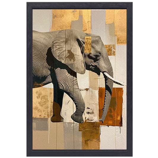 Moderne abstracte olifant in sepia tonen canvas met baklijst
