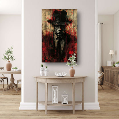 Gevallen man omringd door bloed en schaduw poster
