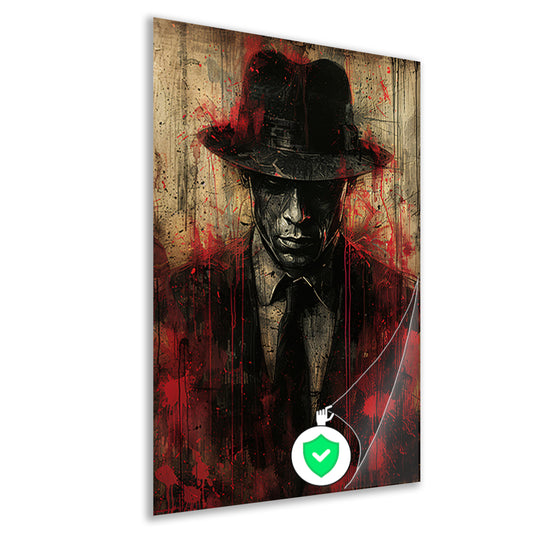 Gevallen man omringd door bloed en schaduw poster