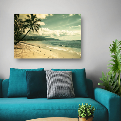 Impressionistisch Strandgezicht met Palmbomen canvas