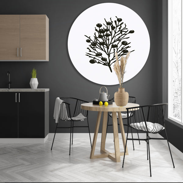 Abstracte zwart-witte natuur silhouetten forex muurcirkel