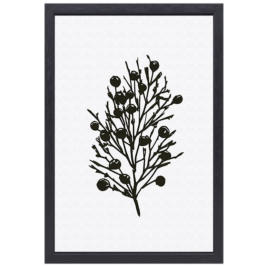 Abstracte zwart-witte natuur silhouetten canvas met baklijst