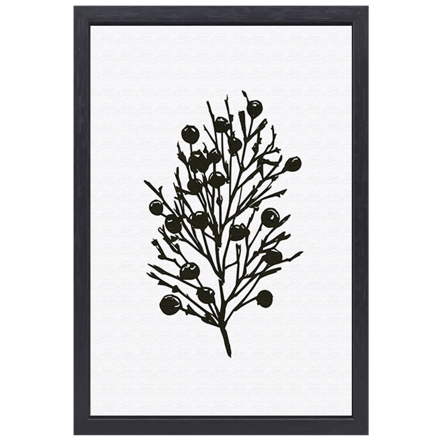 Abstracte zwart-witte natuur silhouetten canvas met baklijst