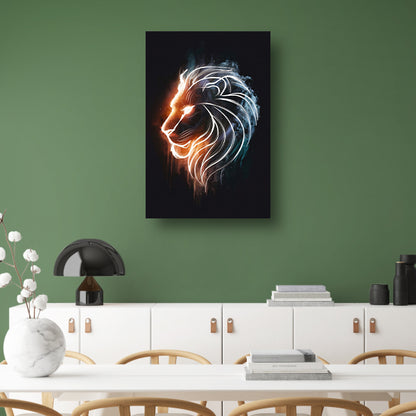 Kosmische Leeuw in Sterrennevel Lijntekening canvas met baklijst