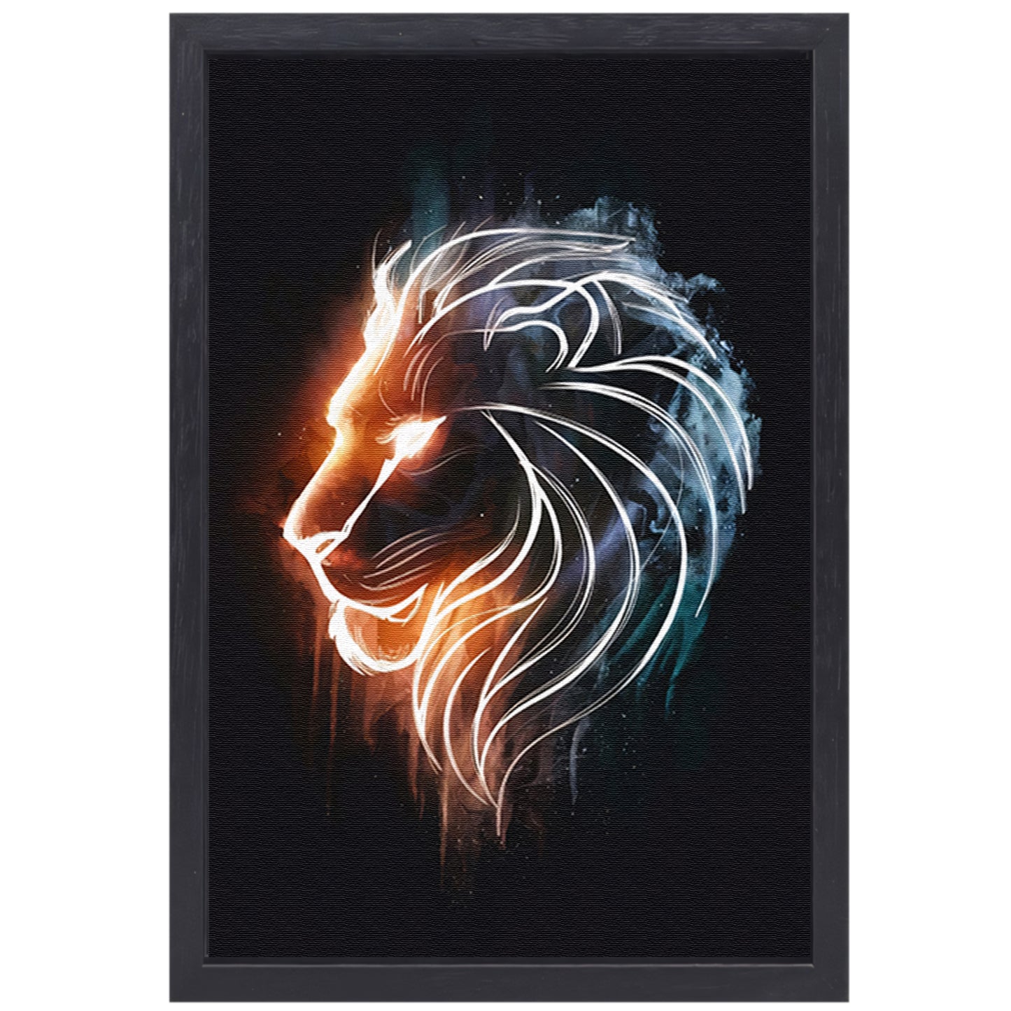 Kosmische Leeuw in Sterrennevel Lijntekening canvas met baklijst