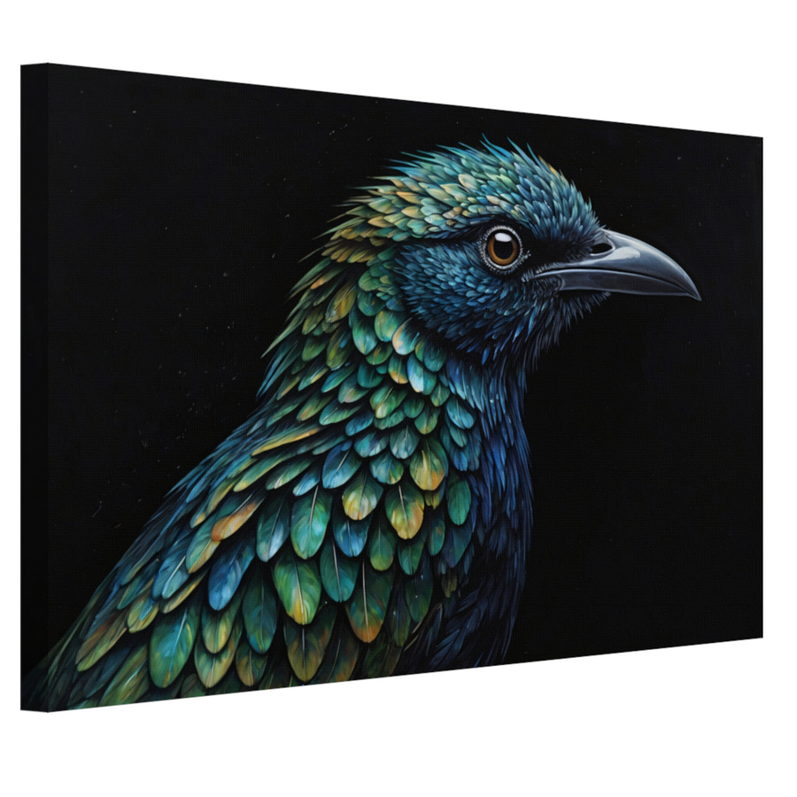 De Verborgen Dieptes van een Kleurrijke Vogel canvas
