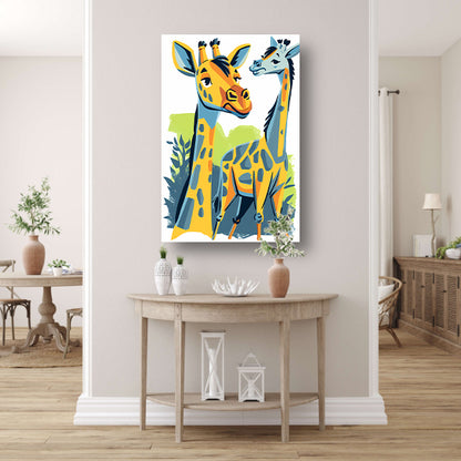 Levendige illustratie van twee giraffen canvas