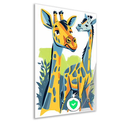 Levendige illustratie van twee giraffen poster