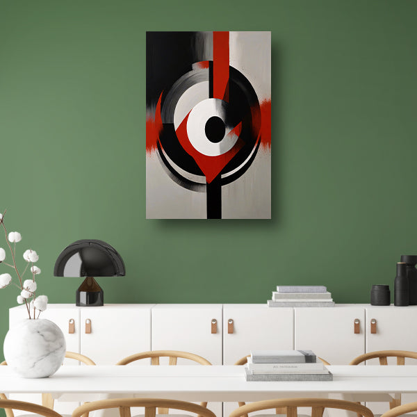 Monochromatische Dynamiek met Rode Accenten poster