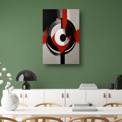 Monochromatische Dynamiek met Rode Accenten poster