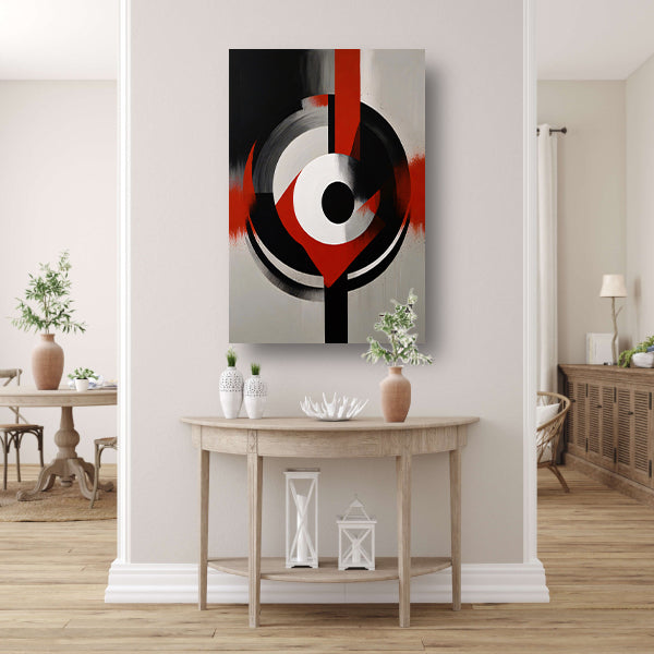 Monochromatische Dynamiek met Rode Accenten poster
