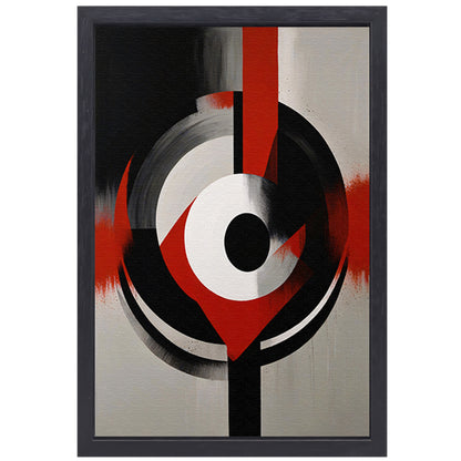Monochromatische Dynamiek met Rode Accenten canvas met baklijst