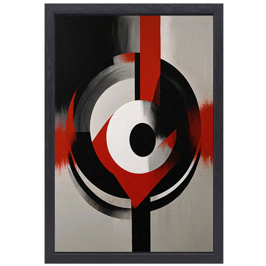 Monochromatische Dynamiek met Rode Accenten canvas met baklijst