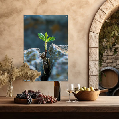 Jonge Plant Groeit Uit Steen tuinposter