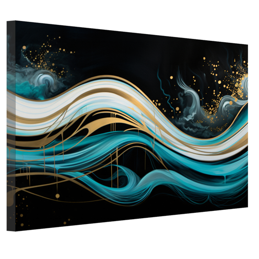 Abstracte Golven met Gouden Touch canvas