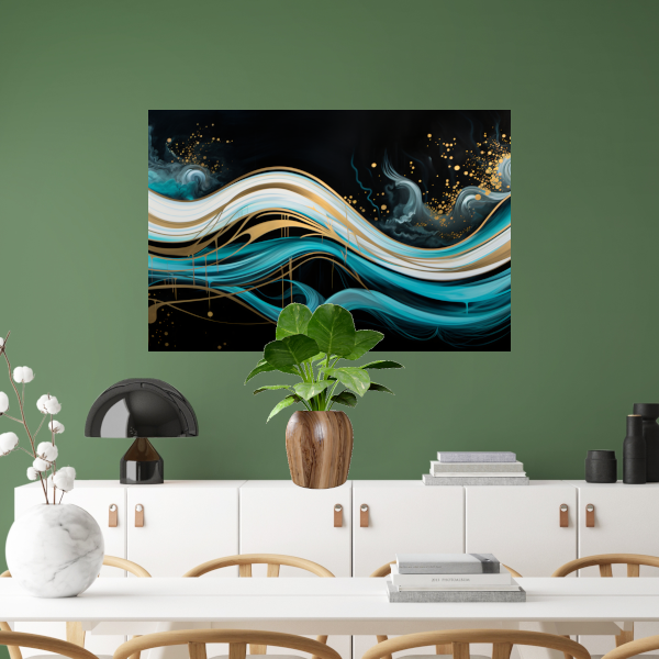 Abstracte Golven met Gouden Touch poster