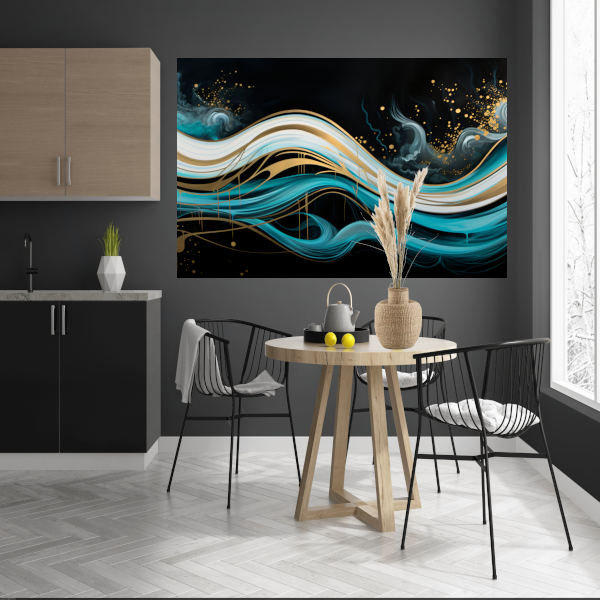 Abstracte Golven met Gouden Touch poster