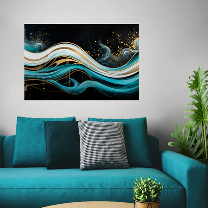 Abstracte Golven met Gouden Touch poster