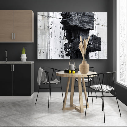 Abstract zwart-wit schilderij met texturen canvas