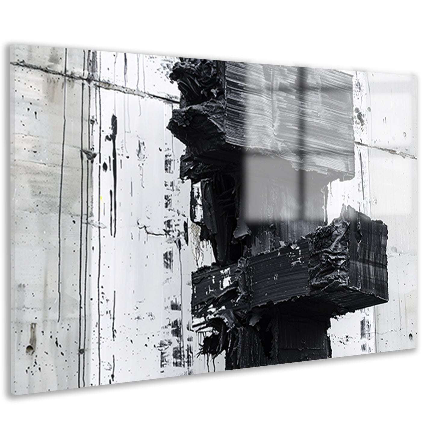 Abstract zwart-wit schilderij met texturen acrylglas