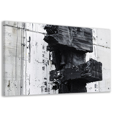 Abstract zwart-wit schilderij met texturen canvas