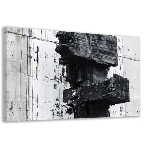 Abstract zwart-wit schilderij met texturen canvas