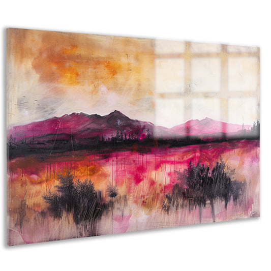 Kleurrijk abstract berglandschap met natuur acrylglas