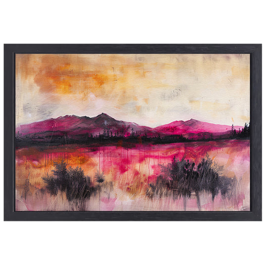 Kleurrijk abstract berglandschap met natuur canvas met baklijst