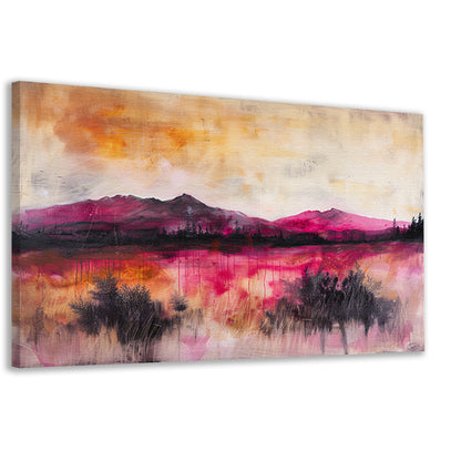 Kleurrijk abstract berglandschap met natuur canvas